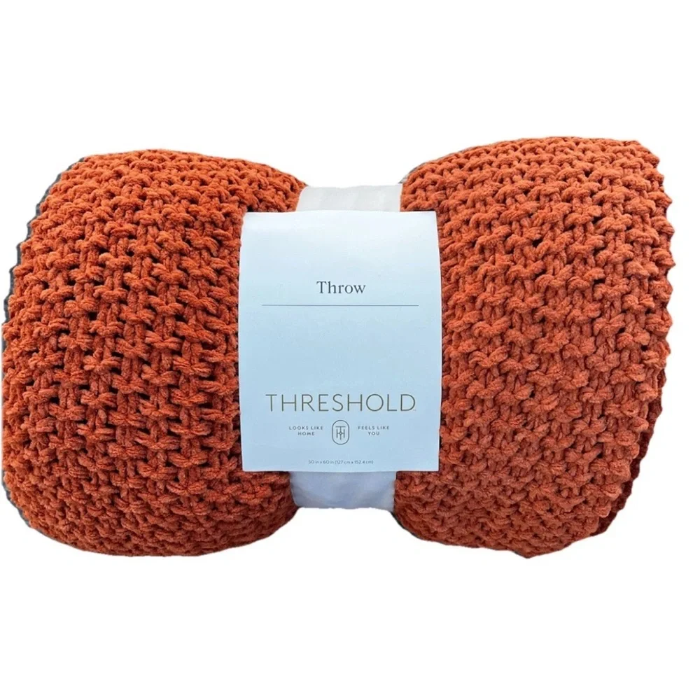 Chenille Pumpkin Spice Throw Size FULL Threshold - Picture 1 of 4